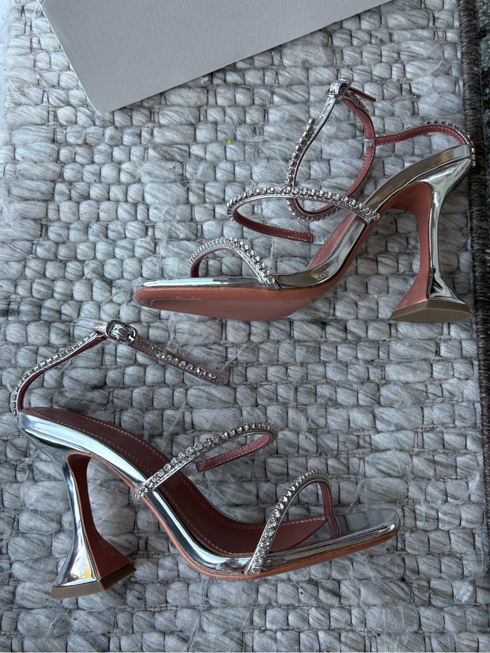 Amina Muaddi Gilda Sandals Silver size 6 - Picture 6 of 11